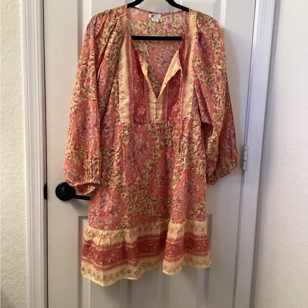 Floral Bohemian Dress in Pink and Cream